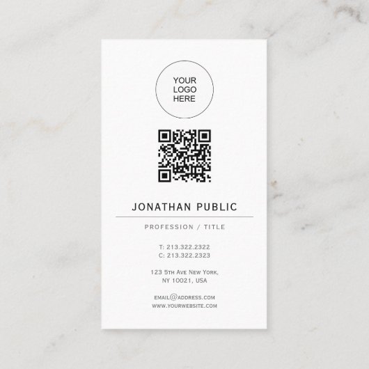 Carte De Visite Upload Your Logo Modern Elegant Template QR Code (Dos)