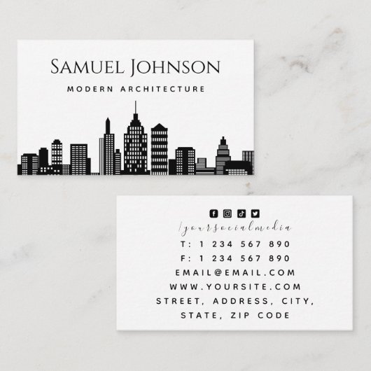 Carte De Visite Uptown Downtown City Paysage Architecte moderne (Devant / Derrière)