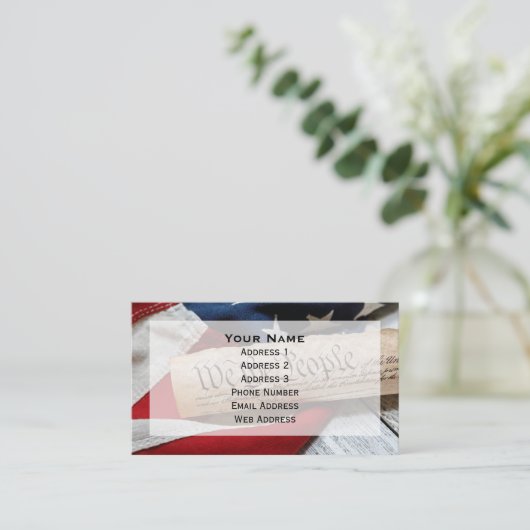 Carte De Visite US Constitution and Flag (Debout devant)