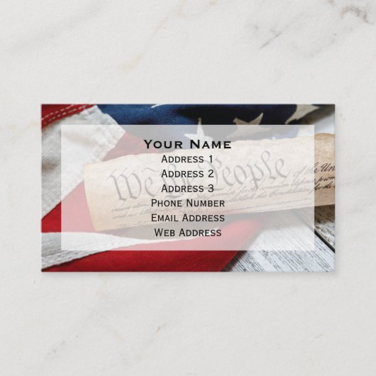 Carte De Visite US Constitution and Flag (Devant)
