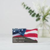 Carte De Visite USA American Drapeau Votre Logo Rustique Bois Patr (Debout devant)