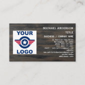 Carte De Visite USA American Drapeau Votre Logo Rustique Bois Patr (Dos)