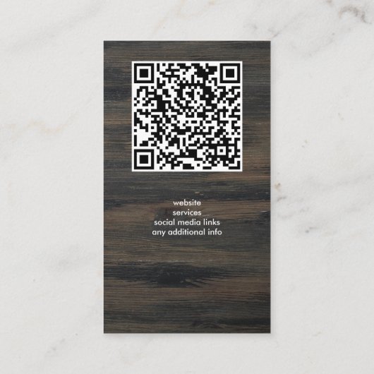 Carte De Visite USA American Flag QR Code Rustic Wood Patriotic (Dos)