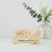 Carte De Visite Ustensiles cuisine | Arrière - plan en marbre doré (Debout devant)