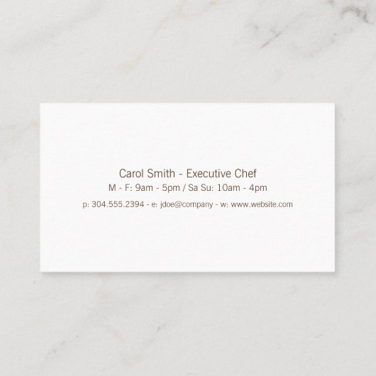 Carte De Visite Ustensiles+cuisine | Chef exécutif (Dos)