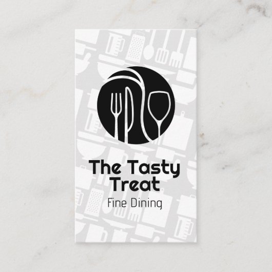 Carte De Visite Ustensiles cuisine | Logo du diner | Chef (Devant)