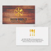 Carte De Visite Ustensiles d'argenterie d'or Bois (Devant / Derrière)