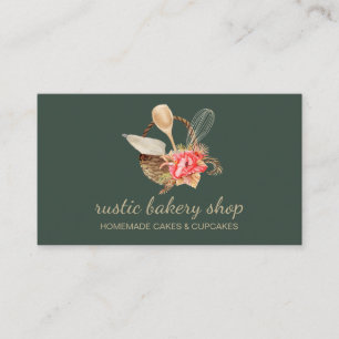 Carte De Visite Ustensiles de boulangerie avec Panier rustique de