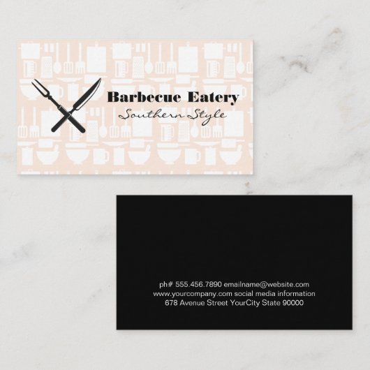 Carte De Visite Ustensiles de cuisine (Devant / Derrière)