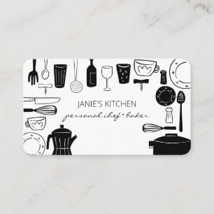 Carte De Visite Ustensiles de Cuisine et de Pâtisserie Modernes
