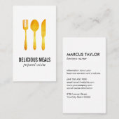 Carte De Visite Ustensiles de cuisine Gold Luxe (Devant / Derrière)