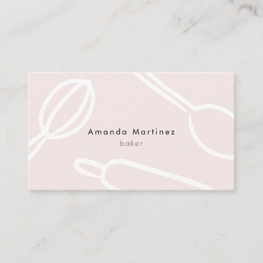 Carte De Visite Ustensiles de cuisine modernes Boulanger rose (Devant)