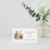 Carte De Visite Ustensiles de cuisson Artisan Boulangerie Gingham (Debout devant)