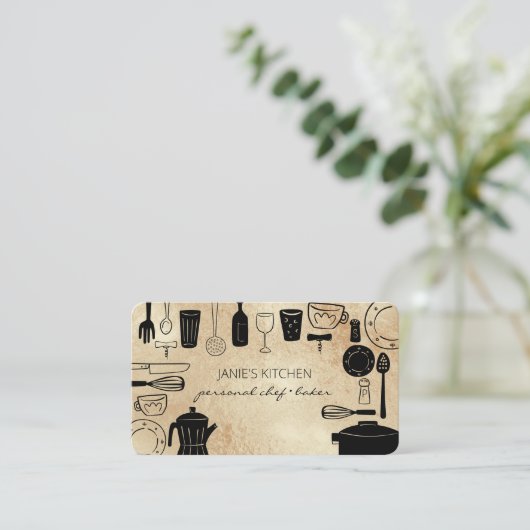 Carte De Visite Ustensiles de cuisson et de Cuisine modernes (Debout devant)