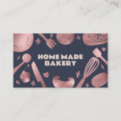 Carte De Visite Ustensiles de cuisson rose en or Boulangerie (Devant)