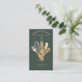 Carte De Visite Ustensiles de cuisson Traiteur Cuisinier Chef vert (Debout devant)