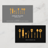 Carte De Visite Ustensiles de restaurant | Chef exécutif (Devant / Derrière)