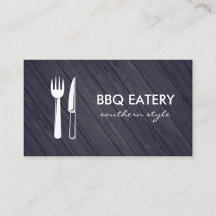 Carte De Visite Ustensiles en bois rustique BBQ Eatery