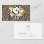 Carte De Visite Ustensiles en bois rustique | Bouchon d'huile d'or (Devant / Derrière)