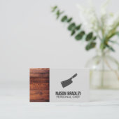 Carte De Visite Ustensiles en bois rustique | Chef exécutif | Bois (Debout devant)