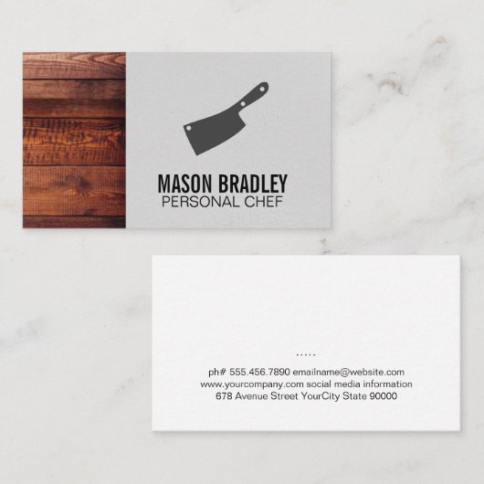Carte De Visite Ustensiles en bois rustique | Chef exécutif | Bois (Devant / Derrière)