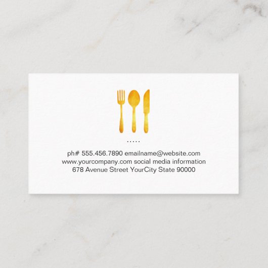 Carte De Visite Ustensiles en bois rustique | Chef exécutif person (Dos)