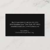 Carte De Visite Ustensiles personnels d'argent de cuisine de (Dos)