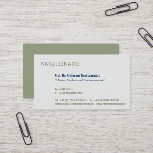 Carte De Visite Utilisation professionnelle claire moderne (Devant/Arrière en situation)