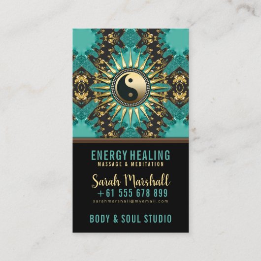 Carte De Visite V2 Turquoise Gold Eastern Sparkle Yin Yang (Devant)