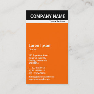 Carte De Visite V bande d'en-tête - noir avec FF6600 orange