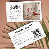 Carte De Visite Vacances blanches modernes Code Renta QR