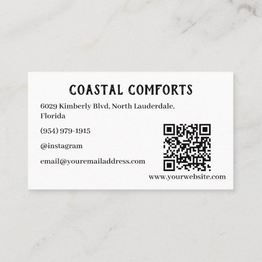Carte De Visite Vacances blanches modernes Code Renta QR (Dos)