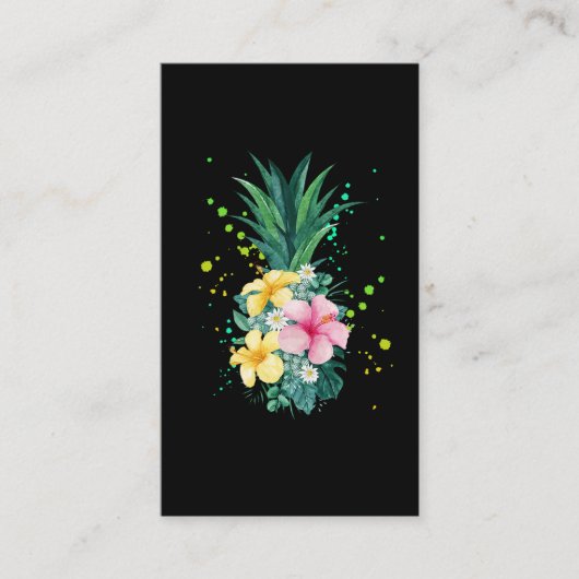 Carte De Visite Vacances d'art de l'ananas à fleur d'Hawaï (Devant)