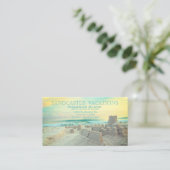Carte De Visite Vacances de paysage de plage de pâté de sable (Debout devant)