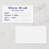 Carte De Visite Vacances d'hiver (Devant / Derrière)