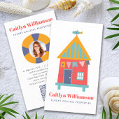 Carte De Visite Vacances Immobilier Photo QR Code Fun Beach House