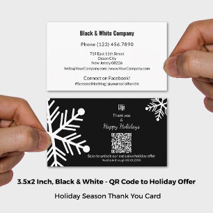 Carte De Visite Vacances Noir & Blanc Exclusive QR Offre Merci