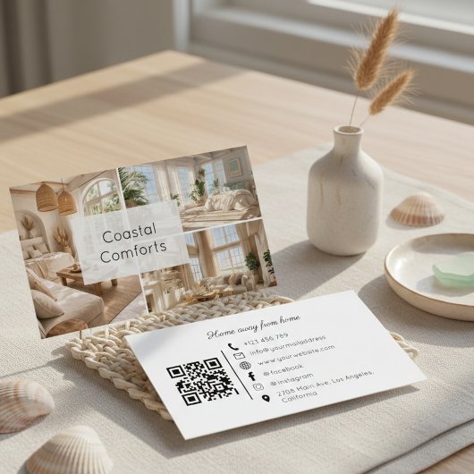 Carte De Visite Vacation Rental Beach House QR Code Business Card