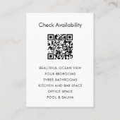 Carte De Visite Vacation Rental Property Beach Promo Small Card (Dos)