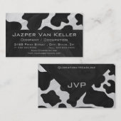 Carte De Visite Vache à monogramme noire et blanche (Devant / Derrière)