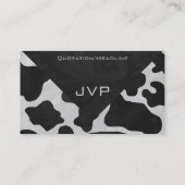 Carte De Visite Vache à monogramme noire et blanche (Dos)