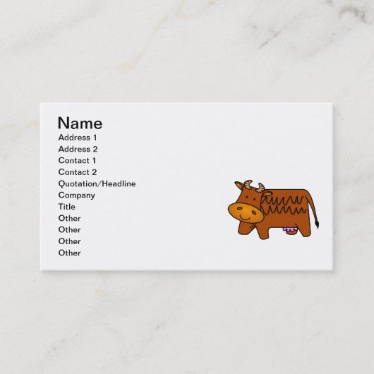 Carte De Visite Vache Brown mignonne (Devant)
