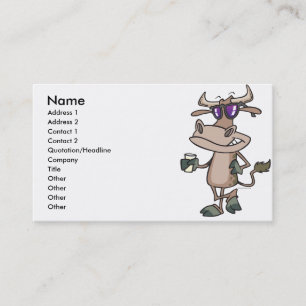 Carte De Visite vache cool drôle portant des lunettes de soleil pe