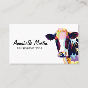 Carte De Visite Vache d'art pop coloré