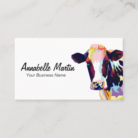 Carte De Visite Vache d'art pop coloré (Devant)