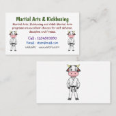 Carte De Visite Vache mignonne en combinaison kung fu (Devant / Derrière)