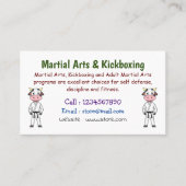 Carte De Visite Vache mignonne en combinaison kung fu (Devant)