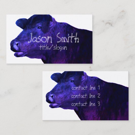 Carte De Visite Vache pourpre cool coutume double face (Devant / Derrière)