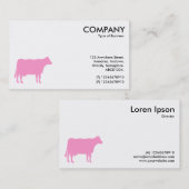 Carte De Visite Vache Rose Symbole - Blanc (Devant / Derrière)
