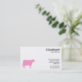 Carte De Visite Vache Rose Symbole - Blanc (Debout devant)